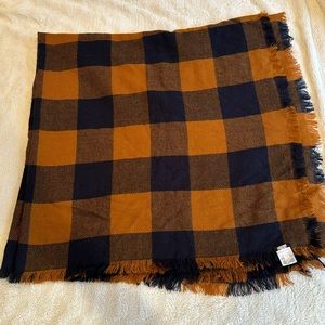 Madewell Brown and blue check blanket scarf